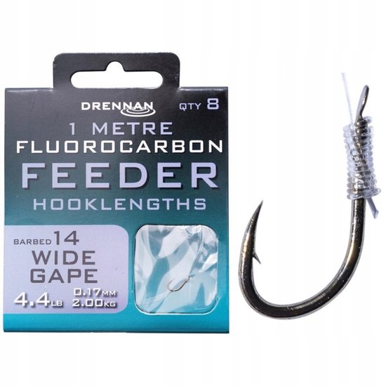 Merkloos Fluorocarbon Feeder Hakenlijn 1m Maat 14 - 0.17mm