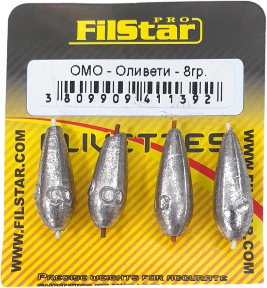 Merkloos Inline Olivette Loodset 4x8g - Dropshot Lood - Visgerei