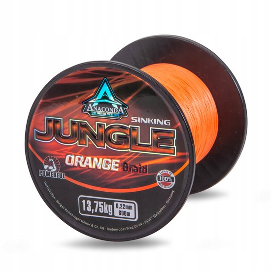 Merkloos Jungle Oranje Sinking Braid Vislijn 600m 0.25mm 15.20kg