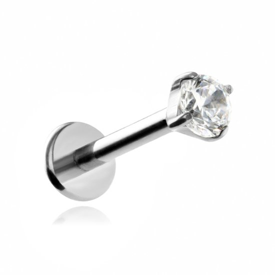 Merkloos - Labret - Wit Zirkoon - Titanium