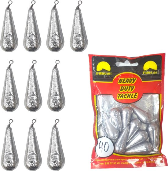 Merkloos Peer Lood Set 10 x 40g - Vissen met Swivel - Grondvissen