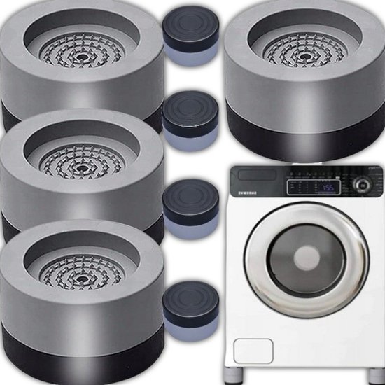 Merkloos Serie - Antivibrerende Matten - 4 Stuks - Voor Wasmachine en Vaatwasser - Grijs