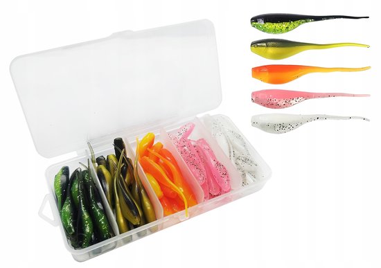 Merkloos Spinvis Lokaas Set: 65 Stuks, 5cm, 5 Kleuren, Drop Shot