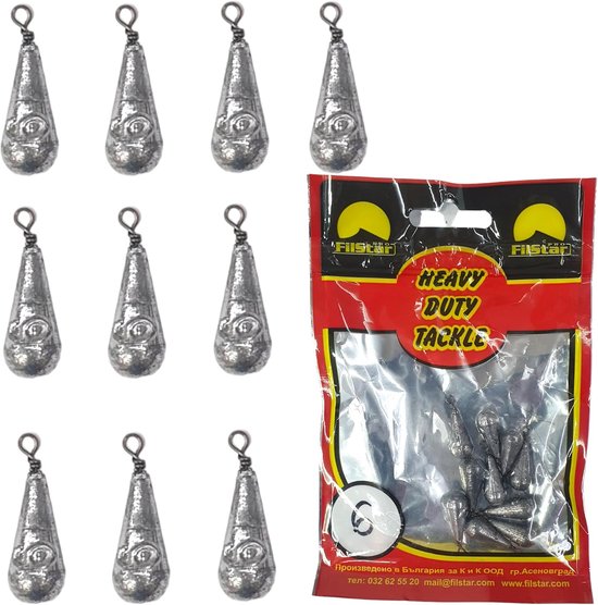 Merkloos Vislood Set 10 x 6g - Peerlood met Swivel - Bodemvissen