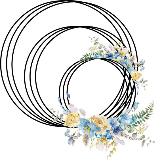 Metalen ring, metalen ringen om te knutselen, metalen ring, zwart, decoratieve ringen om op te hangen, 10 cm/15 cm/20 cm, voor bruiloftskrans, macramé, wikkeltechniek, dromenvanger, ringen,