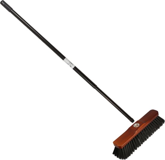 Metalen telescoopsteel met houten bezemkop van Vileda