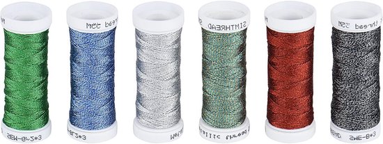 Metalen Uitbreidingsbord voor Woven Brei Handwerk Bundelen - 6 Kerstkleurige Spoelen, 50m per Spoel, Creatief Knutselen, DIY Projecten, Brei Accessoires van Merkloos