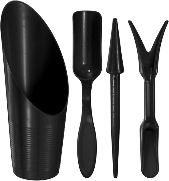 METERXITY 1-Set Tuin Schop Handgereedschap Transplantatie Succulent Teelt Graven Scoops Kits, Plastic Mini Tuin Tool Set voor Bloemen Planten/Bonsai Potten [Zwart]