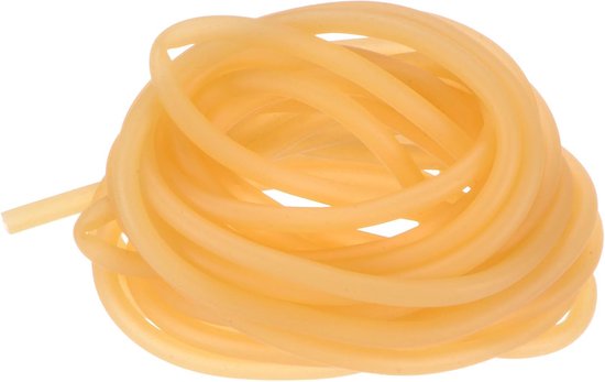 METERXITY Natuurlijke latex rubberen buis, 3/32 inch [2 mm] ID x 5/32 inch [4 mm] OD 13ft lengte latex slang buis voor thuis/laboratorium/sport, zeer elastische bandbuizen [geel]