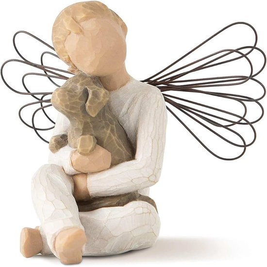 Mijn geluk beeldjes, engel met vleugels knuffelen hond engel beeldjes hond herinnering geschenken voor hondenliefhebbers (C)