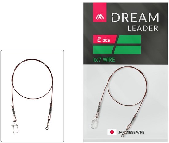 Mikado Dream Leader 1x7 - Sterke Karper Leader 20 cm - 10LB / 4,5 kg - 2 stuks - Duurzame Vislijn met Predator Snap & Silicone Bescher van Mikado