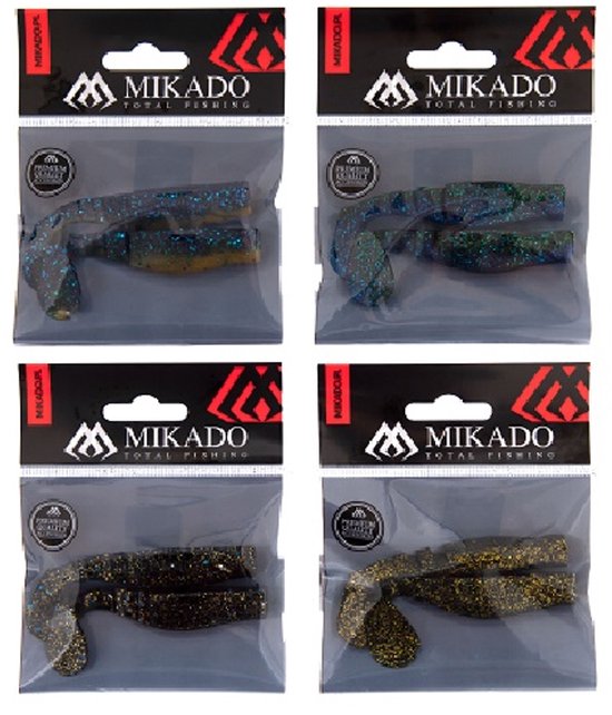 Mikado Fishunter II 9,5 cm Softbait – Dark MIX – Set van 2 – Roofvis Kunstaas van Merkloos