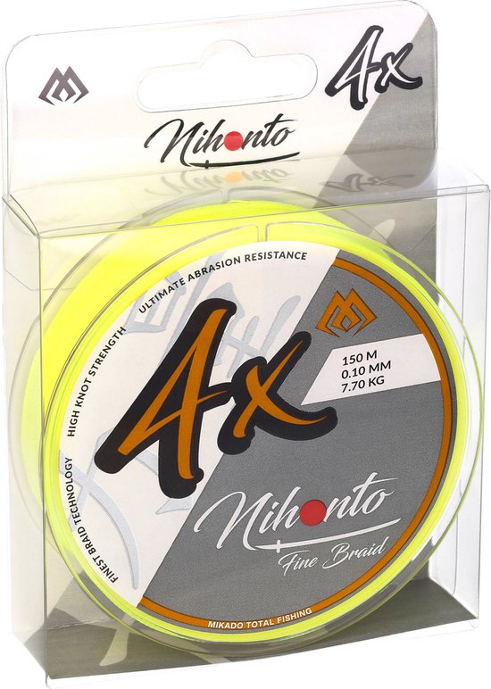 Mikado Gevlochten Lijn | Nihonto Fijn Gevlochten Lijn | 0,25mm/20,9kg/150m | Fluo Geel | Mikado Gevlochten Lijn | Braided Line van Mikado