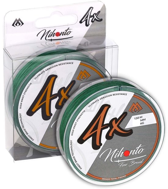 Mikado Gevlochten Vislijn Nihonto 4X Groen 150m - 0.35mm 33.4kg - Voor Grote Vis van Merkloos