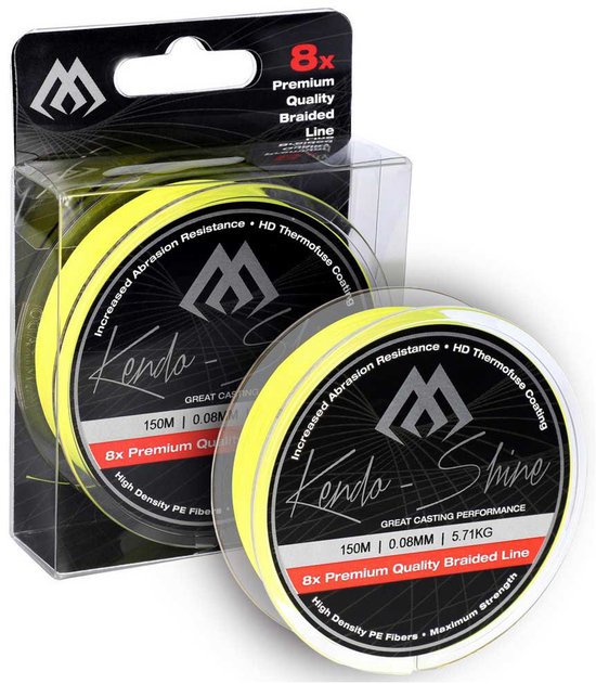 Mikado Kendo Shine Gevlochten Vislijn 150 M Geel 0.200 mm van Mikado