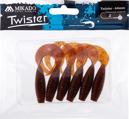 Mikado Lure Twister 64mm/Motoroil Red - 6 st. | Kunstaas | Fishing Lure | Roofvissen van Mikado