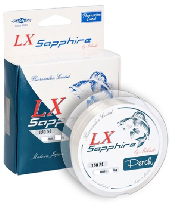 Mikado LX Sapphire Perch – 0.20 mm – 5.70 kg – 150 m – Fluorocarbon Coated Baars & Roofvis Lijn van Merkloos