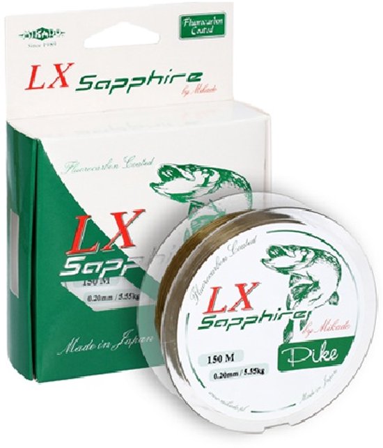 Mikado LX Sapphire Pike – 0.20 mm – 5.50 kg – 150 m – Fluorocarbon Coated Roofvis Lijn van Merkloos