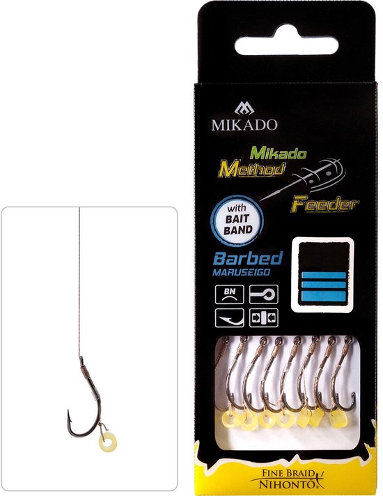 Mikado Method Feeder Onderlijn met Rubber – Haakmaat 4 – 0.16 mm Gevlochten – 10 cm – 8 stuks – Karper & Brasem van Merkloos