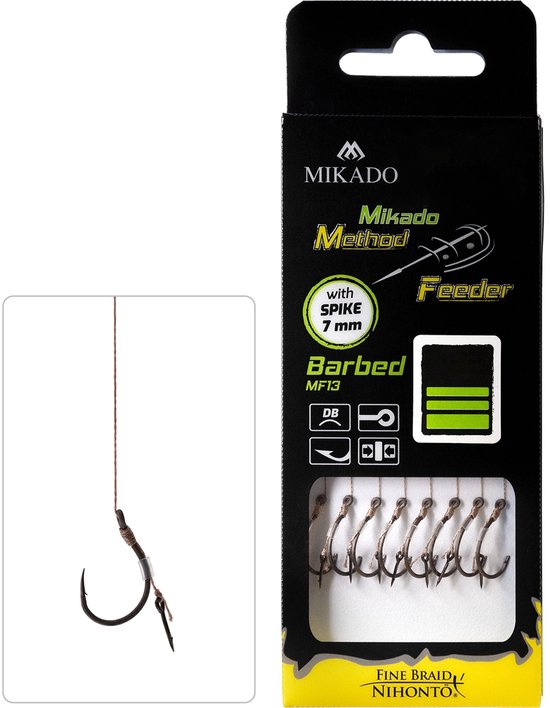Mikado Method Feeder Onderlijn met Spike – Haakmaat 4 – 0.16 mm Gevlochten – 10 cm – 8 stuks – Karper & Brasem van Merkloos