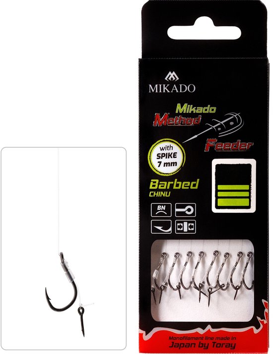 Mikado Method Feeder Onderlijn met Spike – Haakmaat 6 – 0.28 mm – 10 cm – 8 stuks – Karper & Brasem van Merkloos