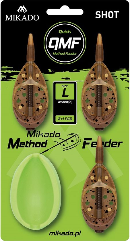 Mikado Method Feeder Set L – 3x30g + Feeder Mould – Q.M.F. Quick Change – Long Cast – Feedervissen van Merkloos