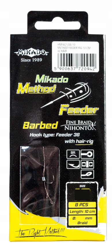 Mikado Method Feederhaak met haar, maat 12, 10cm Prio, 8 stuks
