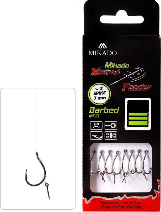 Mikado MF RIG with bait band - Barbed Hooks NO 10 / monoline: 0.23mm/10cm - 8 pcs van Mi
