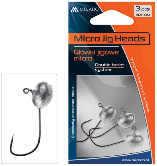 Mikado Micro Jig Head 2g - Haakmaat 1 BN - 3 stuks - Kleine Softbait Vissen - Ultrasharp Haak van Merkloos