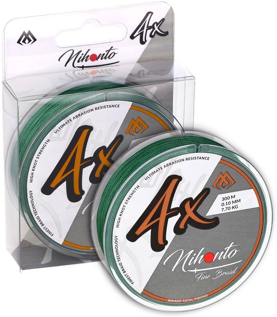 Mikado Nihonto Fine Braid 0,08 mm / 4,95 kg / 300 m – Groen – Ultralight Gevlochten Vislijn van Mikado
