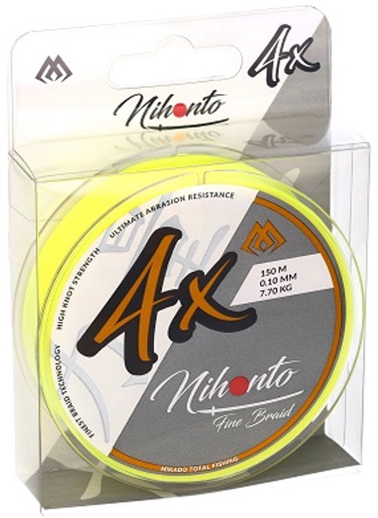 Mikado Nihonto Fine Braid Gevlochten Lijn - 0,14 mm / 9,7 kg / 150 m - Fluo Geel van Mikado