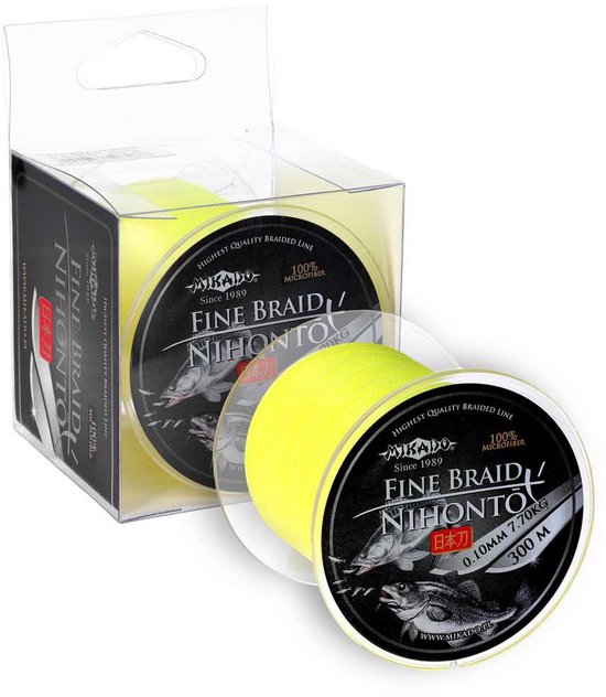 Mikado Nihonto Fine Gevlochten Vislijn 300 M Geel 0.200 mm van Merkloos