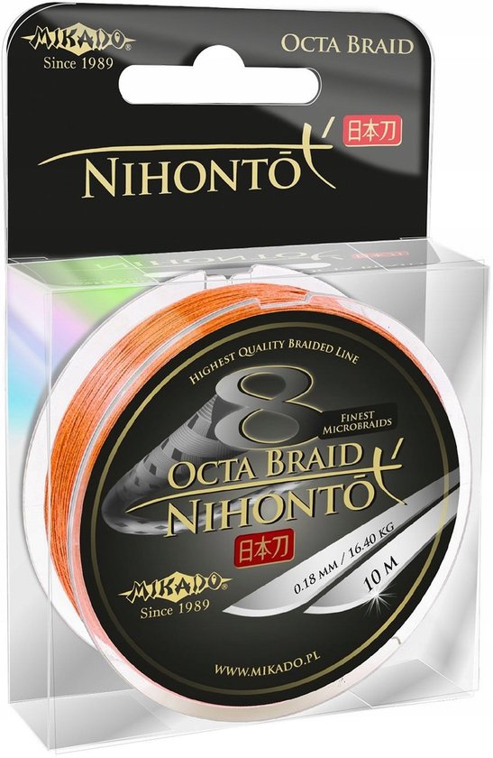 Mikado Nihonto Octa 8 Braid Vislijn - 0,26 mm x 300 m - Oranje van Merkloos