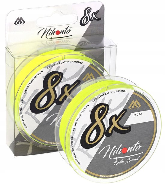Mikado Nihonto Octa Braid 150m Fluo Vislijn 0.26mm - Sterk & Rond van Merkloos