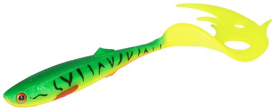 Mikado Sicario Pike Tail Softbait 10,5 cm – 6 g – Fire Tiger – Roofvis Kunstaas – 4 stuks van Mikado