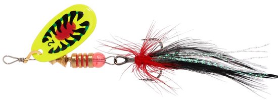 Mikado Spinner Blaster met Kwast 4 Zilver/28 - Beste Kwaliteit Roofvis Spinner voor Baars en Forel van Mikado