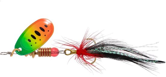 Mikado Spinner Blaster met Kwast 5 - Zilver - 12 g - Beste Kwaliteit Roofvis Spinner van Mikado
