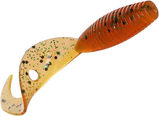Mikado Twister Softbait - Rubberen vissen bijvangers - Roofvissen vangen - Extra golf beweging - 64 mm - Oranje