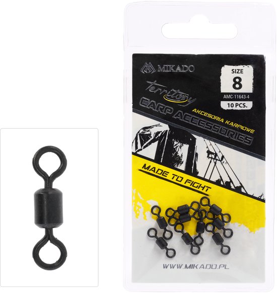 Mikado Wartel met Snelsluiting No. 8 - 10 st - Rolling Swivel - Karpervissen Rig Connector van Merkloos