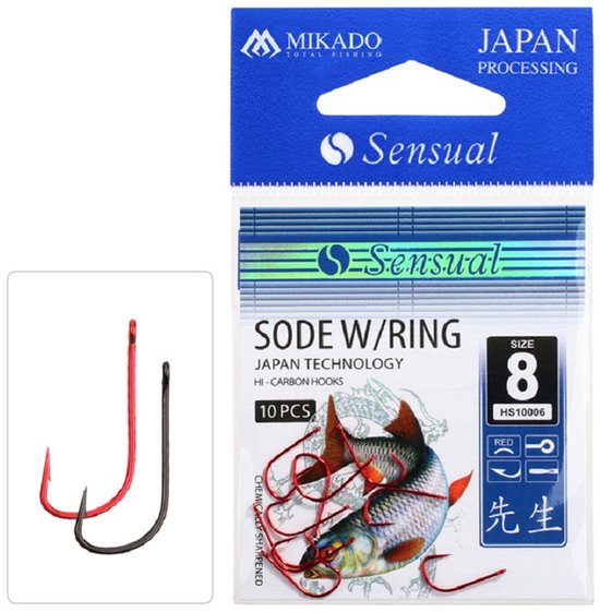 Mikado Witvis Haak Maat 8 – Met Oog – Rood – Brasem Voorn – 10 stuks van Merkloos