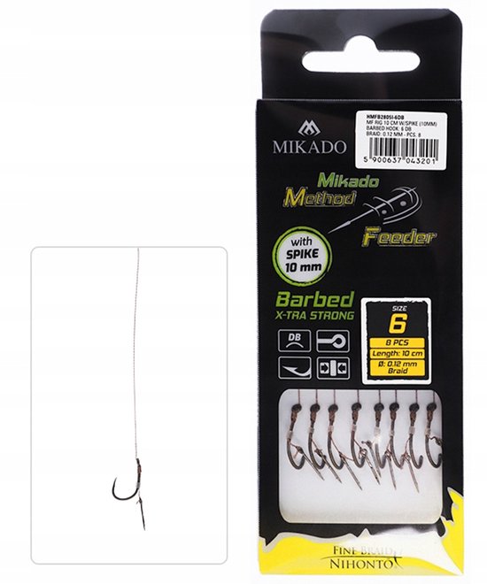 Mikado X-tra Strong Kant-klare Haken met Naald - Maat 10, 0.12mm, 8 stuks van Merkloos