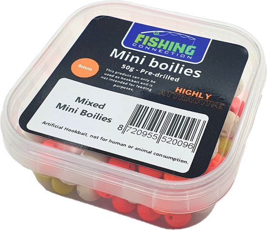 Mini Boilies (pre-drilled) 'Mix' 9mm - 50g - Method Feeder Aas/voer - Miniboilies Haakaas van Merkloos