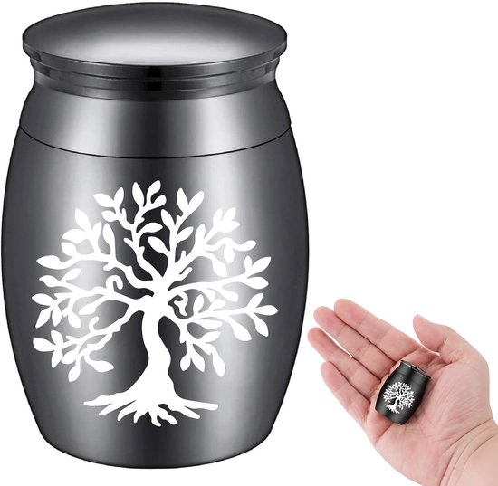 Mini Crematie-urns Kleine Herdenkings-urn Aslegering Kit Metalen Delende Uitvaart-urn Miniatuur Begrafenis Uitvaart Container voor Vrouwelijke Familie Vrienden Huisdieren Levensboom 4,06 x