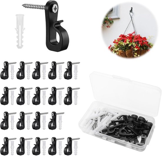 Mini Fairy Light Screw Hooks 20 stuks - Zwart - Duurzaam ABS kunststof - Perfect voor tuinverlichting - ShopVlot