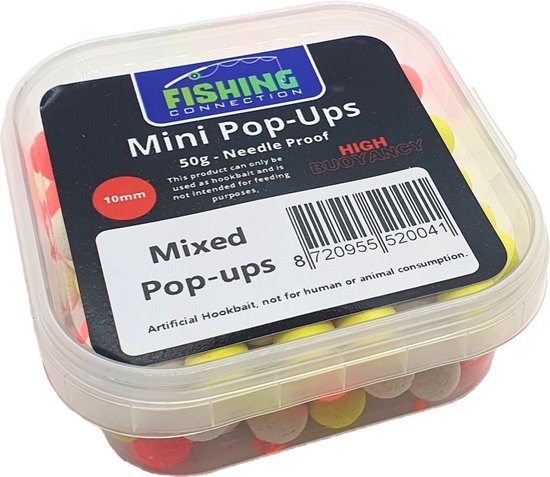 Mini Fluo Pop-Ups 'Mixed' 10mm - 50g - Method Feeder Aas/voer - Mini boilies/popups van Merkloos