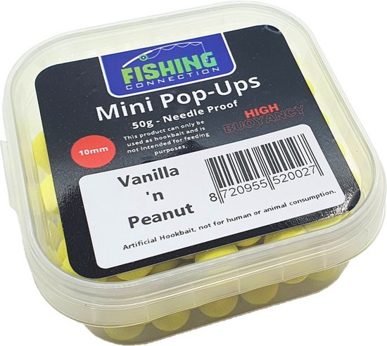 Mini Fluo Pop-Ups 'Vanilla 'n Peanut' 10mm - 50g - Method Feeder Aas/voer - Mini boilies/popups van MINI