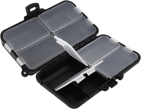 Mini Hengelaccessoires Opbergdoos, Dubbel Laags met 9 Compartimenten voor Lood en Aas (11cm x 6.5cm) - Ideaal voor Vissen en Outdoor Activiteiten van Merkloos