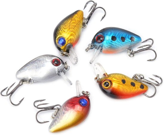Mini Minnow Visaas 3 cm - 5 Stuks met Holografische Ogen en Transparante Doos van Merkloos