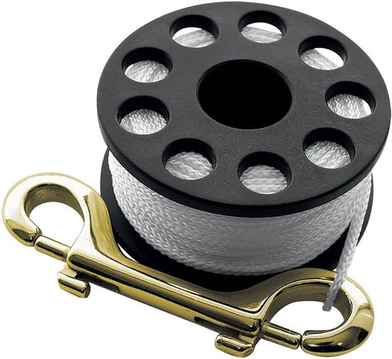 Mini Reel Small met dubbele karabijnhaak van roestvrij staal (ca. 15 meter).