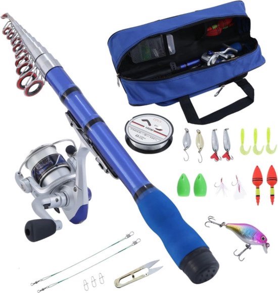 Mini Spinning Reel & Rod Combos with Telescopic Rod Reel Lure Fishing Line Set Fishing Combos for Kids/Beginners van Lanaak